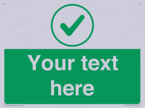 Custom green background, green tick in circle sign